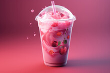 A refreshing strawberry milkshake topped with creamy vanilla ice cream