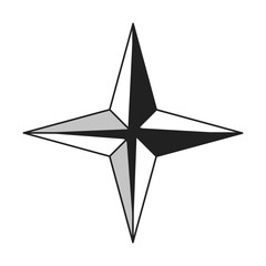 Poster - Four pointed star twinkle black and white 2D cartoon object. Sparkle decoration isolated vector outline item. Xmas Christmas shine. Magical starry shape monochromatic flat spot illustration