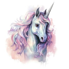  Watercolor fantasy unicorn clip art.