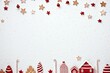 A minimalist holiday aesthetic with elements like trees, candy canes, stars, snowmen and bells work well for card creation. Red and white color.
