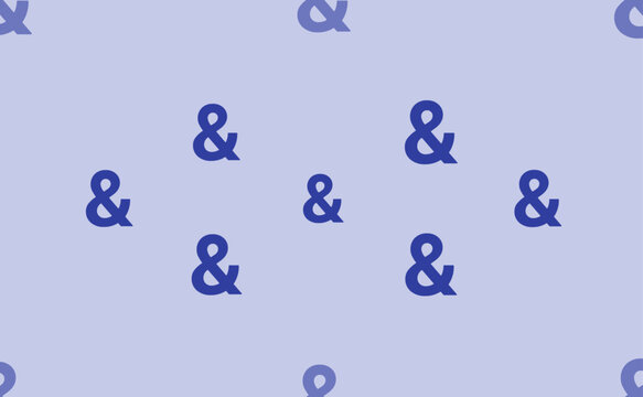 Seamless pattern of large isolated blue ampersand symbols. The pattern is divided by a line of elements of lighter tones. Vector illustration on light blue background