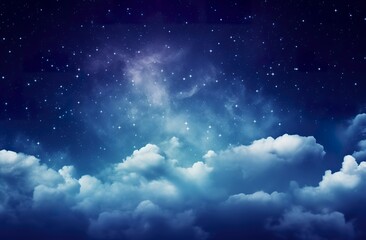 Wall Mural - Space of night sky with clouds and stars.