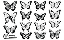 Black Monochrome Butterfly Silhouettes Vector Art