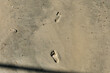 Footprints left in the sand on the beach in Arcachon, France
