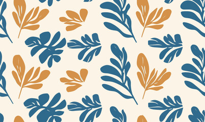 Wall Mural - Floral pattern made from abstract organic leaf shapes. Seamless modern pattern