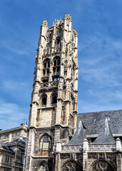 Wall Mural - Tower of Saint-Laurent church in Rouen, Normandy, France, built in 15th century.