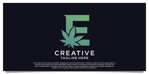 Wall Mural - Logo design initial letter for business with cannabis concept Premium Vector