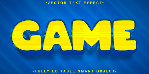 Poster - Cartoon Yellow Game Vector Fully Editable Smart Object Text Effect