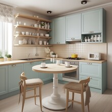 Small Kitchen Decorated In Clasic Style