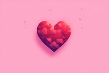 Hearts In Pixel Art Style Featuring A Pink Button Design. Generative AI