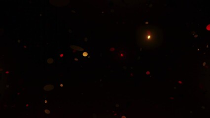 Wall Mural - Abstract Floating Glittery Shiny Circle Particles Red Gold Black Background Loop
