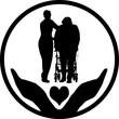 Vektor Logo - Pflege, Frau mit Rollator
