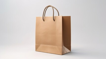 Brown Shopping paper bag with shadow isolated on white background. AI generated image