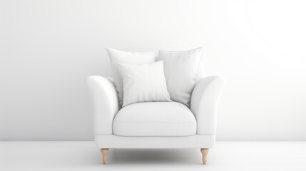 Canvas Print - Single vintage armchair isolated white background. AI generated