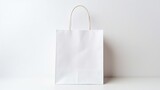 Fototapeta  - White Shopping paper bag with shadow isolated on white background. AI generated image