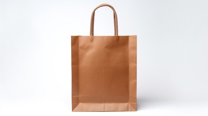  Brown Shopping paper bag with shadow isolated on white background. AI generated image