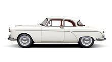 Unique White Classic Car Isolated White Background. AI Generated Image