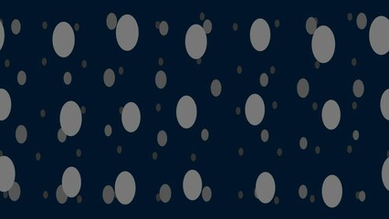Poster - Ellipse symbols float horizontally from left to right. Parallax fly effect. Floating symbols are located randomly. Seamless looped 4k animation on dark blue background