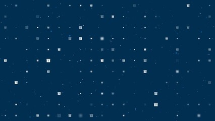 Poster - Template animation of evenly spaced gift box with a question symbols of different sizes and opacity. Animation of transparency and size. Seamless looped 4k animation on dark blue background with stars