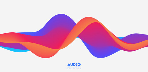Poster - sound wave visualiztion. 3d colorful solid waveform. voice sample pattern.
