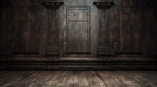 Grunge Background With Dark Wooden