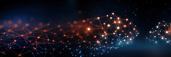 Panoramic abstract mesh structure representing a science and technology background. Futuristic network concept