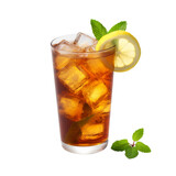 Fototapeta Przestrzenne - glass cup of iced tea isolated on white background, ai generated