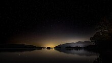 A Time Lapse Of The Night Sky Over Derwentwater In The English Lake District.