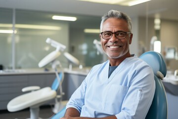 Sticker - Male dentist, dentist profession. Portrait with selective focus and copy space