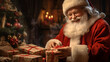 An HQ Photo of Santa Claus Giving Christmas Gifts. Heartwarming and Happy moment