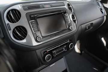 Wall Mural - View of dashboard with vehicle audio in car