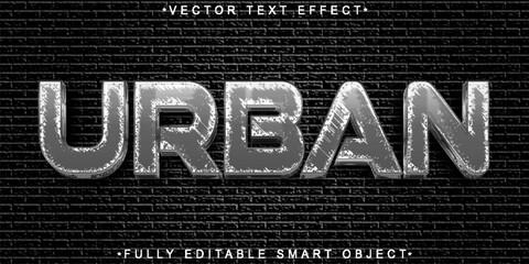 Poster - Silver Worn Dirty Urban Vector Fully Editable Smart Object Text Effect