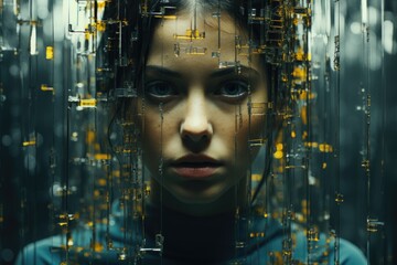 Wall Mural - glitch distortion, corrupted digital signals