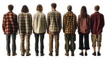 People In Flannel Shirts Turn Your Back To The Camera