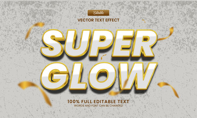 Wall Mural - design editable text effect, super glow 3d gold text vector illustration