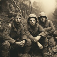 WWII American Soldiers Veterans And Heroes Greatest Generation Concept Archival Photo Historical World War II Allied Forces 