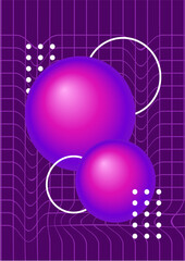 Wall Mural - abstract art furutistic poster. metaverse and cyberspace, modern technologies. purple spheres with g
