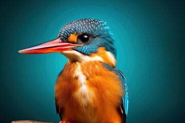 Wall Mural - Kingfisher sitting on the tree branch.