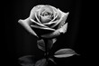 © Selena - Black-and-white image of a single rose. Generative AI