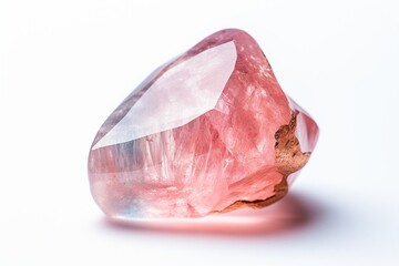 Aufkleber - Generative AI : macro shooting of natural gemstone - tumbled rose quartz mineral gem stone isolated on white background