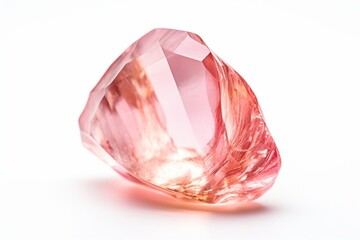 Aufkleber - Generative AI : macro shooting of natural gemstone - tumbled rose quartz mineral gem stone isolated on white background