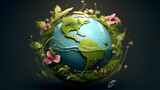 Fototapeta Natura - World environment and earth day concept with globe, nature and eco friendly environment