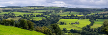 A Panoramic View Looking Across Pastures And Farms On Hill And Dale In Cumbria, Near Walton, UK