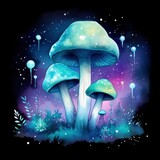Fototapeta Pokój dzieciecy - Watercolor Magical Mushrooms for T-shirt Design.