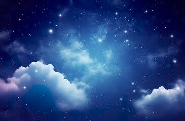 Wall Mural - space of night sky with clouds and stars.