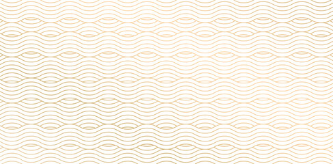 Vector illustration Seamless pattern with golden wavy lines on white backgrounds for Fashionable textile, book cover, Digital interfaces, prints design templates materials, wedding invitation, banners