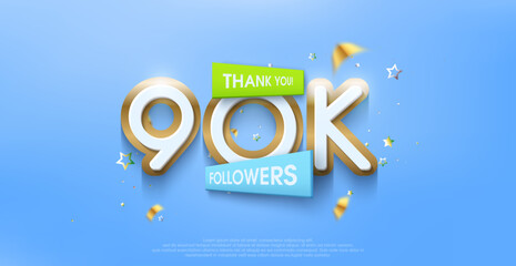 Poster - Thank you 90k followers, greetings with colorful themes with expensive premium designs.