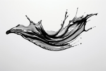 Wall Mural - Graphic Resources. Dark liquid alloy splash isolated on white background