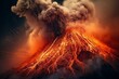 eruption of volcano, spewing lava. Generative AI