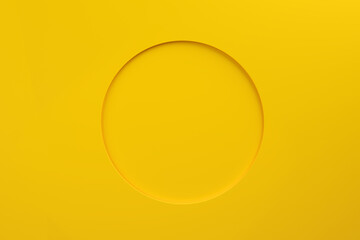 Aufkleber - Yellow round frame or circle hole template on blue background with borders.